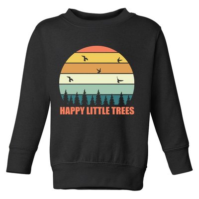 Happy Little Trees Retro Style Camping Gift Toddler Sweatshirt