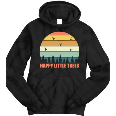 Happy Little Trees Retro Style Camping Gift Tie Dye Hoodie