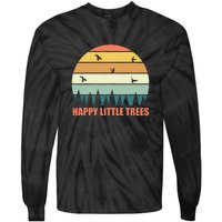 Happy Little Trees Retro Style Camping Gift Tie-Dye Long Sleeve Shirt