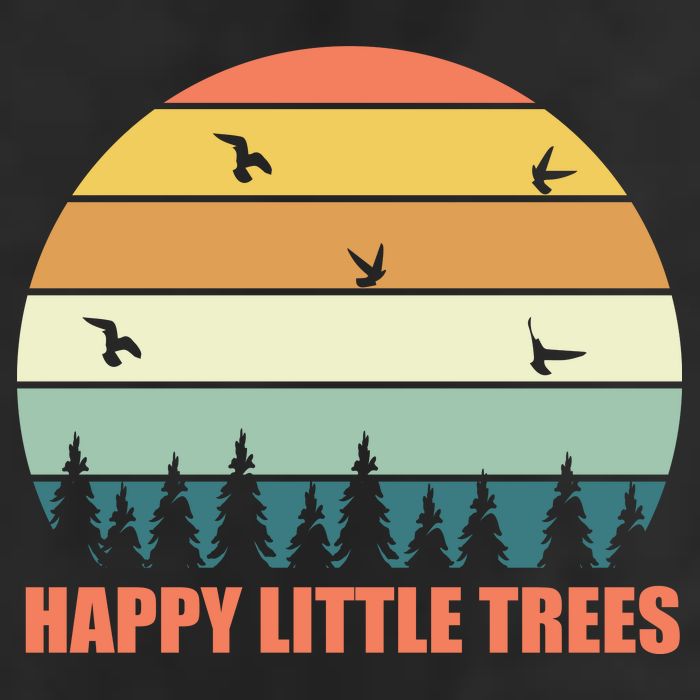 Happy Little Trees Retro Style Camping Gift Golf Towel