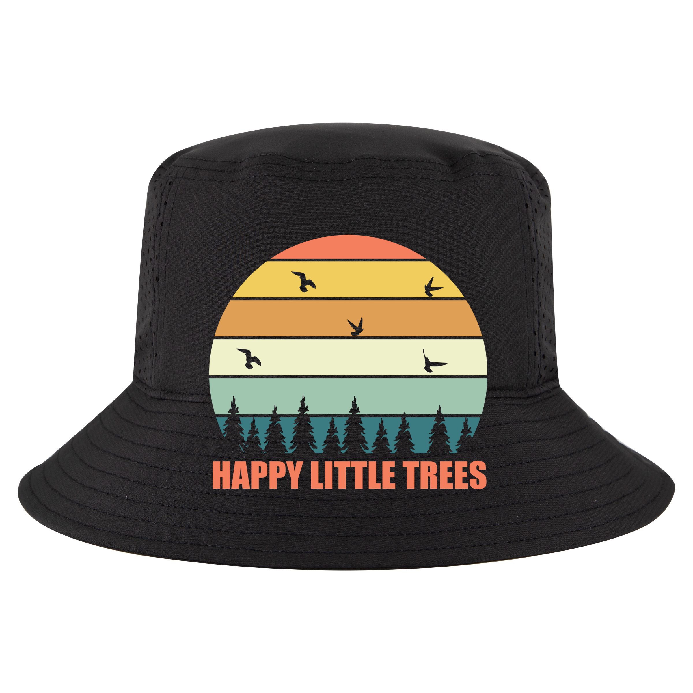 Happy Little Trees Retro Style Camping Gift Women's Crop Top Tee
