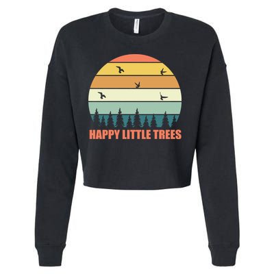 Happy Little Trees Retro Style Camping Gift Cropped Pullover Crew
