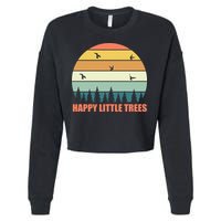 Happy Little Trees Retro Style Camping Gift Cropped Pullover Crew