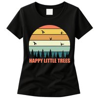 Happy Little Trees Retro Style Camping Gift Womens T-Shirt
