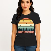 Happy Little Trees Retro Style Camping Gift Womens T-Shirt