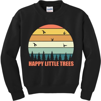 Happy Little Trees Retro Style Camping Gift Kids Sweatshirt