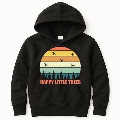 Happy Little Trees Retro Style Camping Gift Kids Hoodie