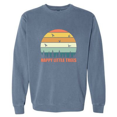 Happy Little Trees Retro Style Camping Gift Garment-Dyed Sweatshirt