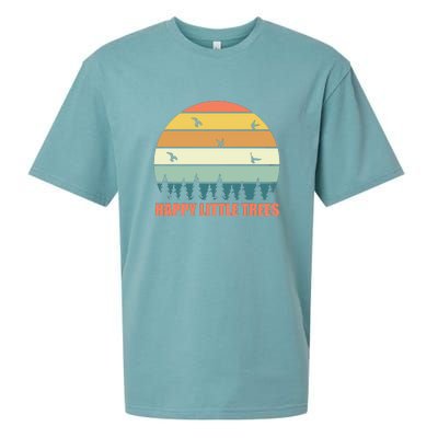 Happy Little Trees Retro Style Camping Gift Sueded Cloud Jersey T-Shirt