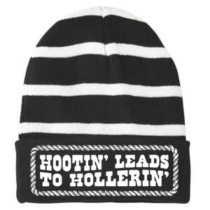 Hootin Leads To Hollerin Striped Beanie with Solid Band