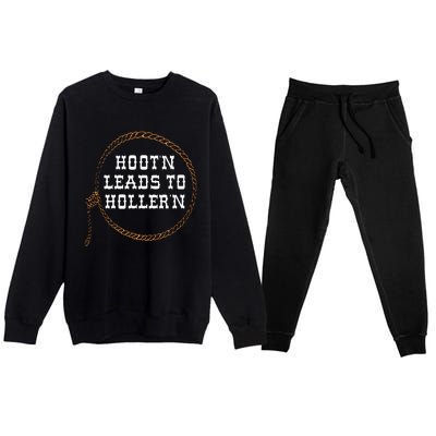 HootN Leads To HollerN Premium Crewneck Sweatsuit Set