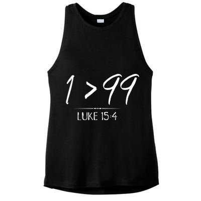 He Left The 99 To Rescue Me Christian Luke Sheep Gift Ladies PosiCharge Tri-Blend Wicking Tank