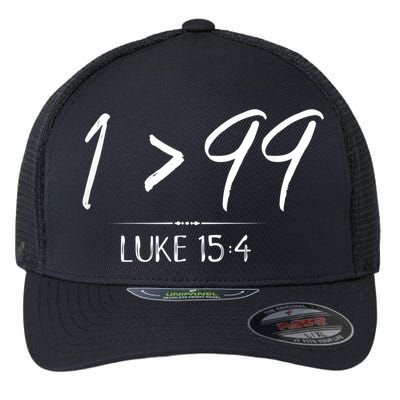 He Left The 99 To Rescue Me Christian Luke Sheep Gift Flexfit Unipanel Trucker Cap