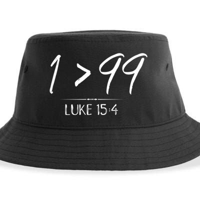 He Left The 99 To Rescue Me Christian Luke Sheep Gift Sustainable Bucket Hat