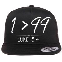 He Left The 99 To Rescue Me Christian Luke Sheep Gift Flat Bill Trucker Hat