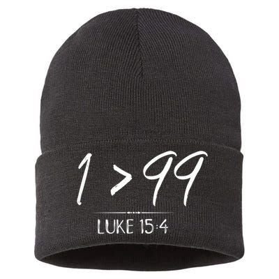 He Left The 99 To Rescue Me Christian Luke Sheep Gift Sustainable Knit Beanie