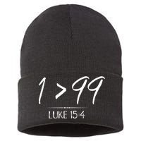 He Left The 99 To Rescue Me Christian Luke Sheep Gift Sustainable Knit Beanie