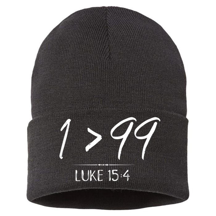 He Left The 99 To Rescue Me Christian Luke Sheep Gift Sustainable Knit Beanie