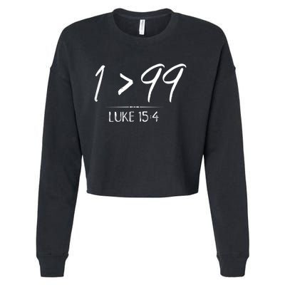 He Left The 99 To Rescue Me Christian Luke Sheep Gift Cropped Pullover Crew