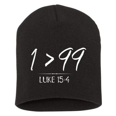 He Left The 99 To Rescue Me Christian Luke Sheep Gift Short Acrylic Beanie