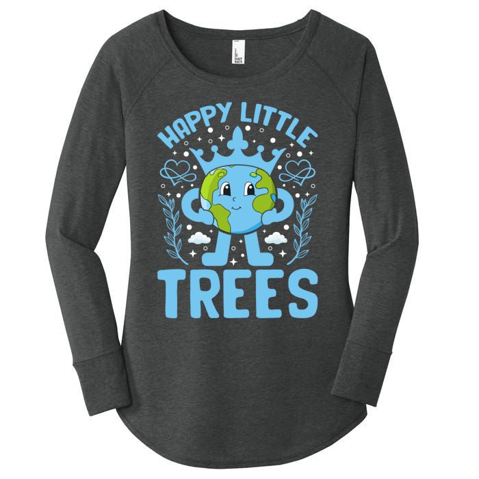 Happy Little Trees Earth Day Celebration Women's Perfect Tri Tunic Long Sleeve Shirt