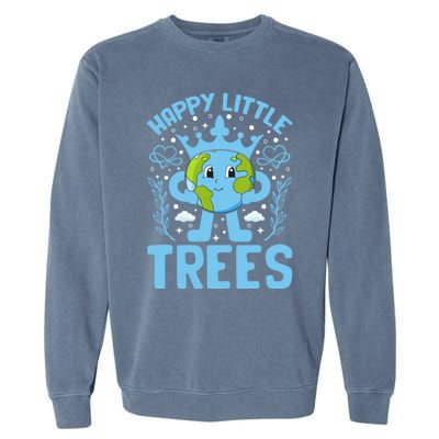 Happy Little Trees Earth Day Celebration Garment-Dyed Sweatshirt