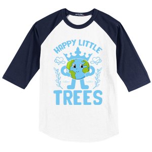 Happy Little Trees Earth Day Celebration Baseball Sleeve Shirt