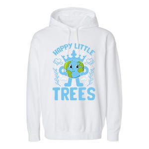 Happy Little Trees Earth Day Celebration Garment-Dyed Fleece Hoodie