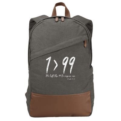 He Left The 99 To Rescue Me Luke Christian Grace Gift Cotton Canvas Backpack