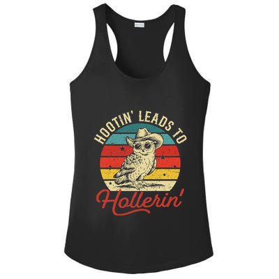 Hootin Leads To Hollerin Owl Cowboy Ladies PosiCharge Competitor Racerback Tank