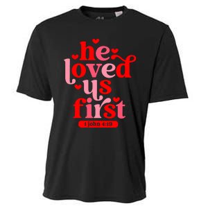 He Loved Us First Bible 1 John 4:19 Christian Valentines Day Cooling Performance Crew T-Shirt