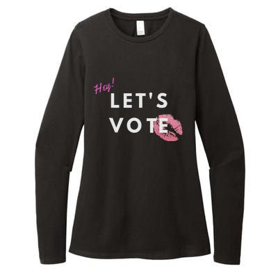 Hey LetS Vote 2024 Election Feminine Cute Voter Rights Womens CVC Long Sleeve Shirt