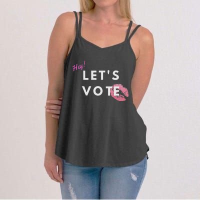 Hey LetS Vote 2024 Election Feminine Cute Voter Rights Women's Strappy Tank