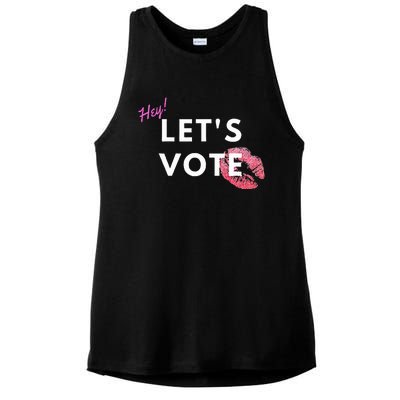 Hey LetS Vote 2024 Election Feminine Cute Voter Rights Ladies PosiCharge Tri-Blend Wicking Tank