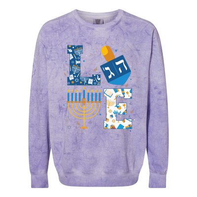 Hanukkah love with menorah for jewish christmas holiday Colorblast Crewneck Sweatshirt