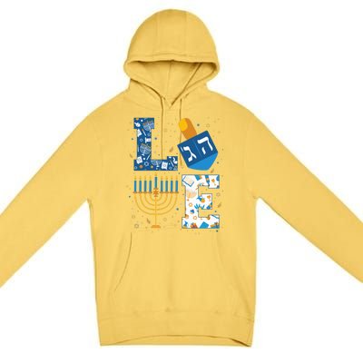 Hanukkah love with menorah for jewish christmas holiday Premium Pullover Hoodie