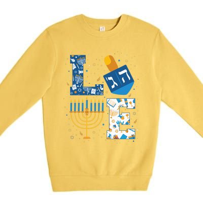 Hanukkah love with menorah for jewish christmas holiday Premium Crewneck Sweatshirt