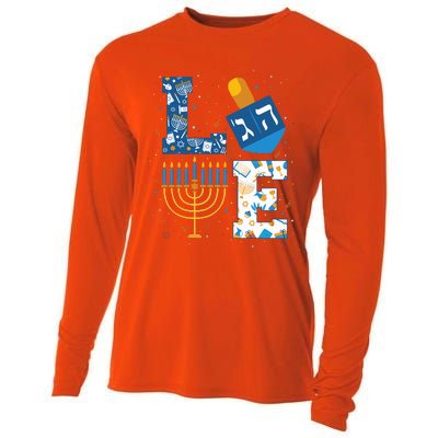 Hanukkah love with menorah for jewish christmas holiday Cooling Performance Long Sleeve Crew