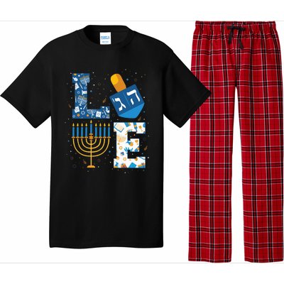 Hanukkah love with menorah for jewish christmas holiday Pajama Set