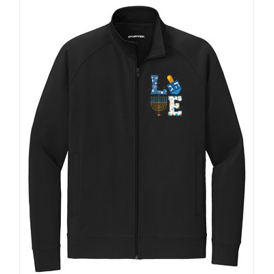 Hanukkah love with menorah for jewish christmas holiday Stretch Full-Zip Cadet Jacket