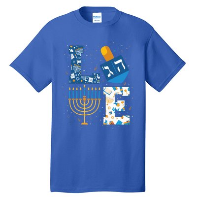 Hanukkah love with menorah for jewish christmas holiday Tall T-Shirt