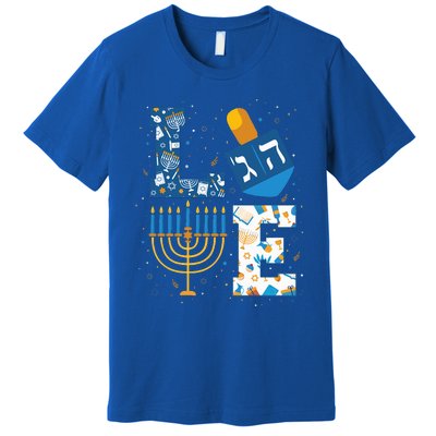 Hanukkah love with menorah for jewish christmas holiday Premium T-Shirt