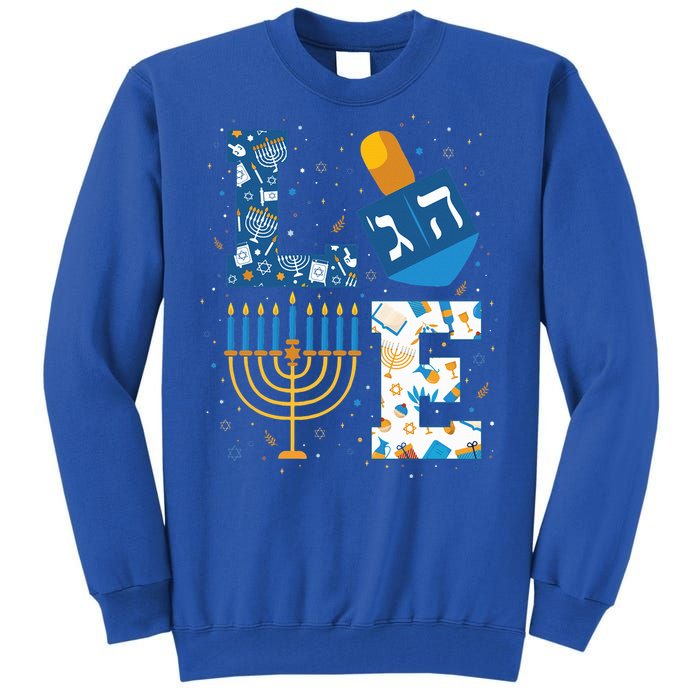 Hanukkah love with menorah for jewish christmas holiday Tall Sweatshirt