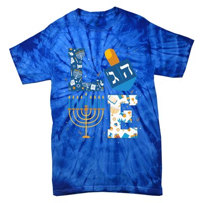 Hanukkah love with menorah for jewish christmas holiday Tie-Dye T-Shirt