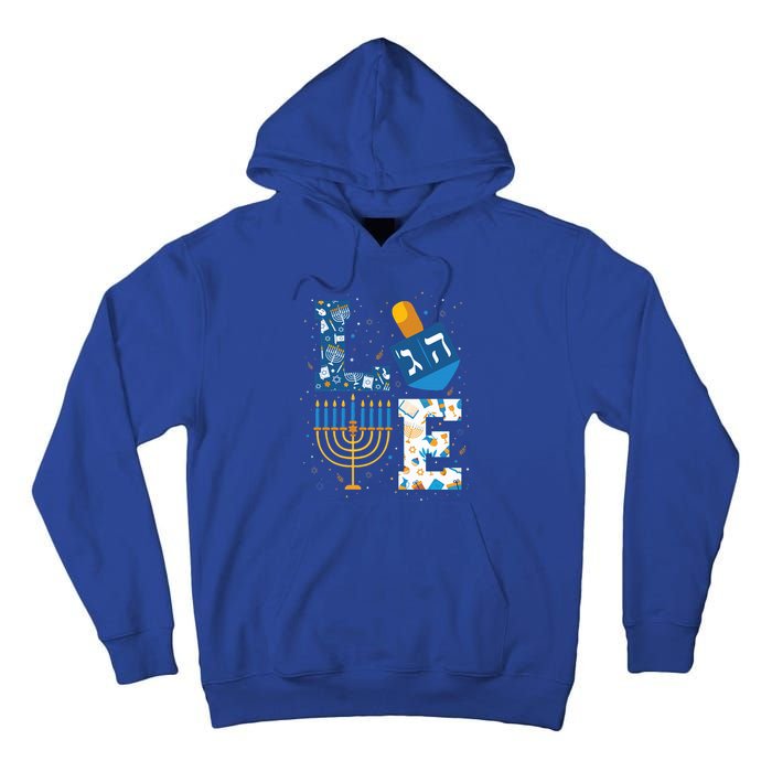 Hanukkah love with menorah for jewish christmas holiday Tall Hoodie