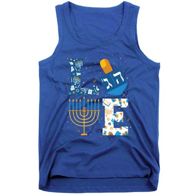 Hanukkah love with menorah for jewish christmas holiday Tank Top