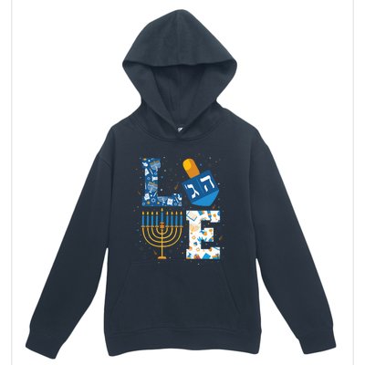 Hanukkah love with menorah for jewish christmas holiday Urban Pullover Hoodie