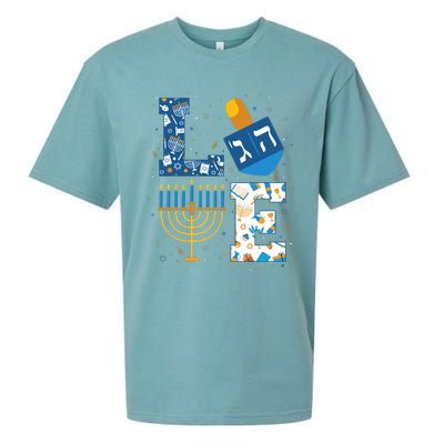 Hanukkah love with menorah for jewish christmas holiday Sueded Cloud Jersey T-Shirt