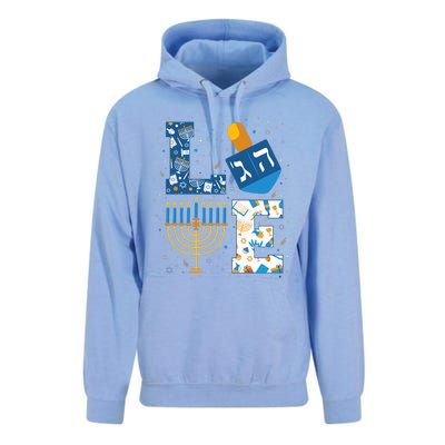 Hanukkah love with menorah for jewish christmas holiday Unisex Surf Hoodie