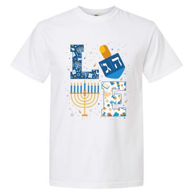 Hanukkah love with menorah for jewish christmas holiday Garment-Dyed Heavyweight T-Shirt